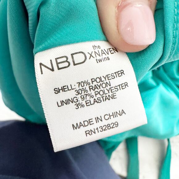 NBD X Naven Twins Teal Mini Cut Out‎ Open Back Dress Women's Size Small - Picture 11 of 15